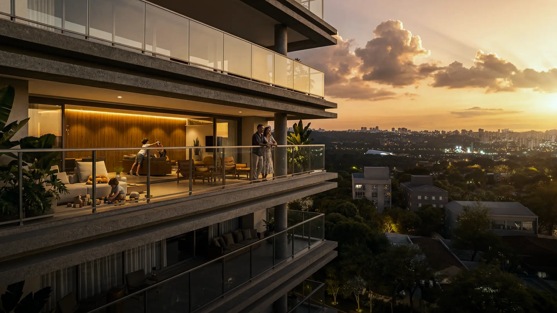 Fachada do Casa Alto de Pinheiros ao entardecer